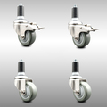 Service Caster 3 Inch 316SS Gray Poly Swivel 1-3/8 Inch Expanding Stem Caster Lock Brake, 2PK SCC-SS316TTLEX20S314-PPUB-2-S-2-138